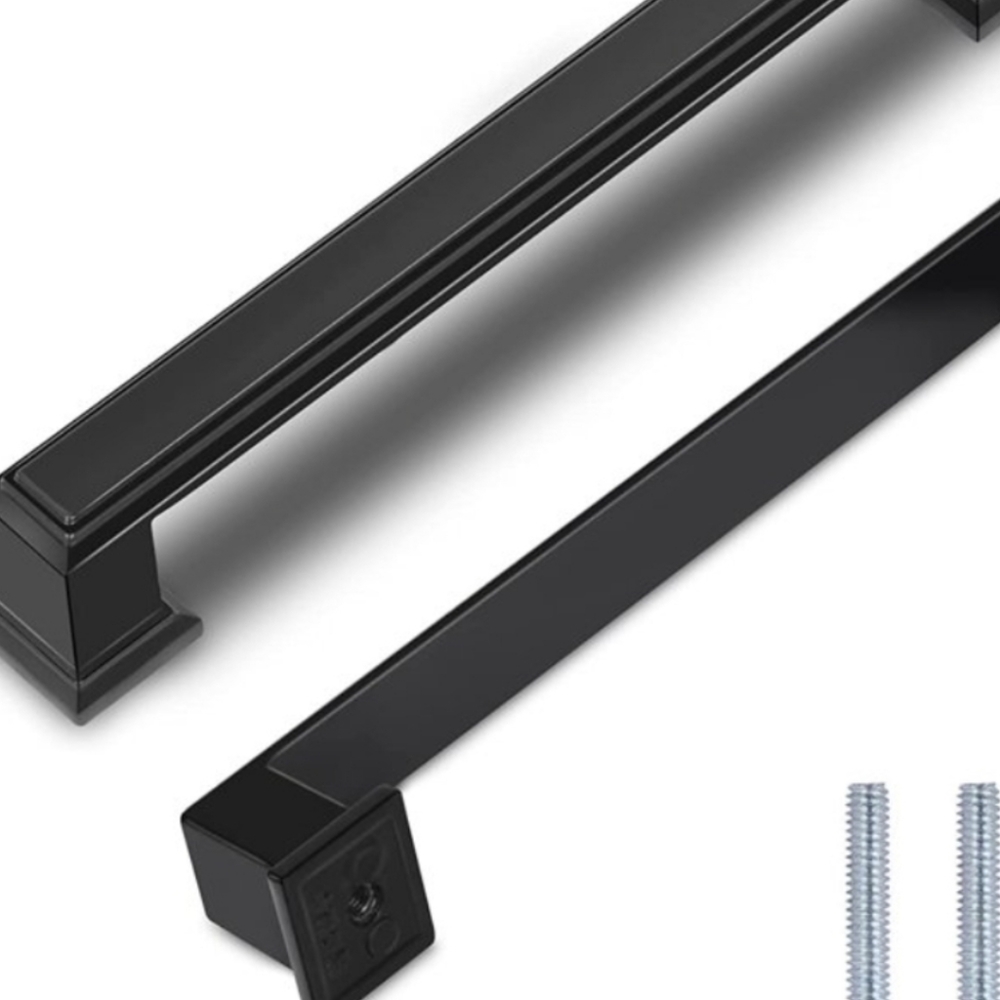 6pcs solid 5 inch hole center black cabinet pulls